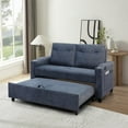 thumbnail image 5 of Modern Velvet Loveseat Sofa Couch, 3 in 1 Convertible Sleeper Sofa Bed, Gray, Fabric, Reclining Backrest, Pockets, Living Room Furniture, 5 of 9
