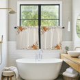 thumbnail image 5 of Fall Thanksgiving 2 Panel Kitchen Curtains for Small Windows, Pumpkins Florals Minimalist Beige Bathroom Tier Curtain, Short Window Treatment for Bedroom/Living Room 55"x24", 5 of 8