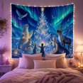 thumbnail image 2 of Arctic Animals Around a Crystal Christmas Tree Under Northern Lights, Dreamy Celestial for Wildlife Lovers, Nature Wall Art Decor, Christmas Gift Tapestry Wall Hanging for Living Room and Bedroom, 2 of 7