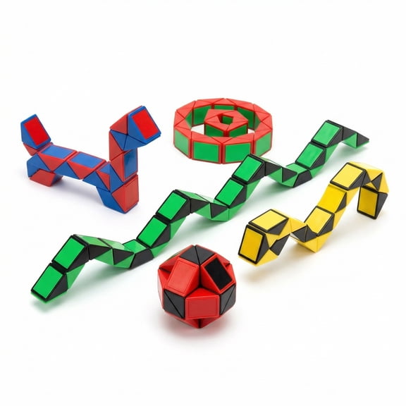Somnr 5 Pcs Fidget Snake Cube Twist Puzzle Magic Snake Sensory Toys Collection Brain Teaser Socking Stuffers Party Favors Game Goodie Bags Fillers for Kids Adults Teens