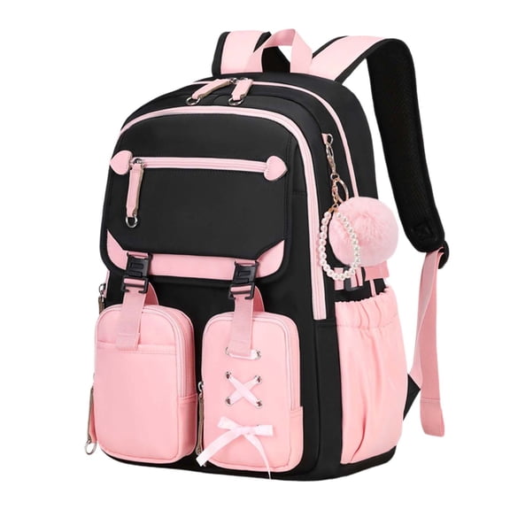 gcong Stylish Large Capacity Lightweight School Backpack For Daily Use Travel Bookbag With Multiple Compartments Light Pink