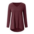 thumbnail image 2 of Honganda Vêtements d'Automne pour Femmes Pull-Over Grande Taille en V de Couleur Unie, 2 of 4