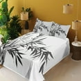 thumbnail image 2 of Ambesonne Black White Fitted & Top Sheet Set with Shams, Watercolor Tree Branch, Charcoal Grey and White, 2 of 5