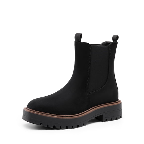 Botas Chelsea para mujer DREAM PAIRS en gamuza negra, talla 7