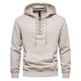 thumbnail image 3 of IROINNID Plain Hoodies Pullover for Men Cozy Solid Hooded Have Pockets Long Sleeve Sweatshirt Blouse Tops Deals,Beige, 3 of 5