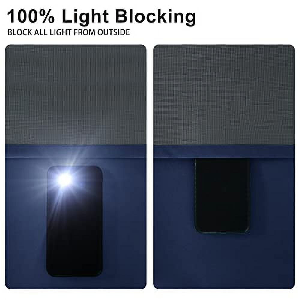 DWCN Navy Blue Blackout Curtains 2 Panels Noise Blocking Out Double Layers with Black Liner Full Room Darkening Drapes (Navy Blue,52"W x 54"L)