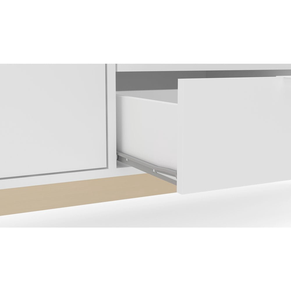 Polifurniture Shard 59 in. Sideboard with 2 Shelves & 3 Drawers, White & Oak
