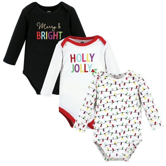 Luvable Friends Hudson Baby Long-Sleeve Bodysuits 3pk, Holiday Cheer, 6-9M