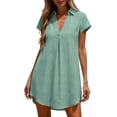 thumbnail image 3 of Taqqpue Women's Swimsuit Cover Up Shirt V Neck Short Sleeve Bathing Suit Coverups Summer Solid Color Beach Cover Ups Plus Size Swim Suit Dress Under 15 for Women, 3 of 8