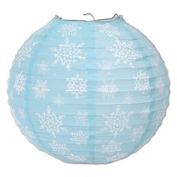 Beistle Snowflake Paper Lanterns, 9-1/2-Inch, Light Blue/White