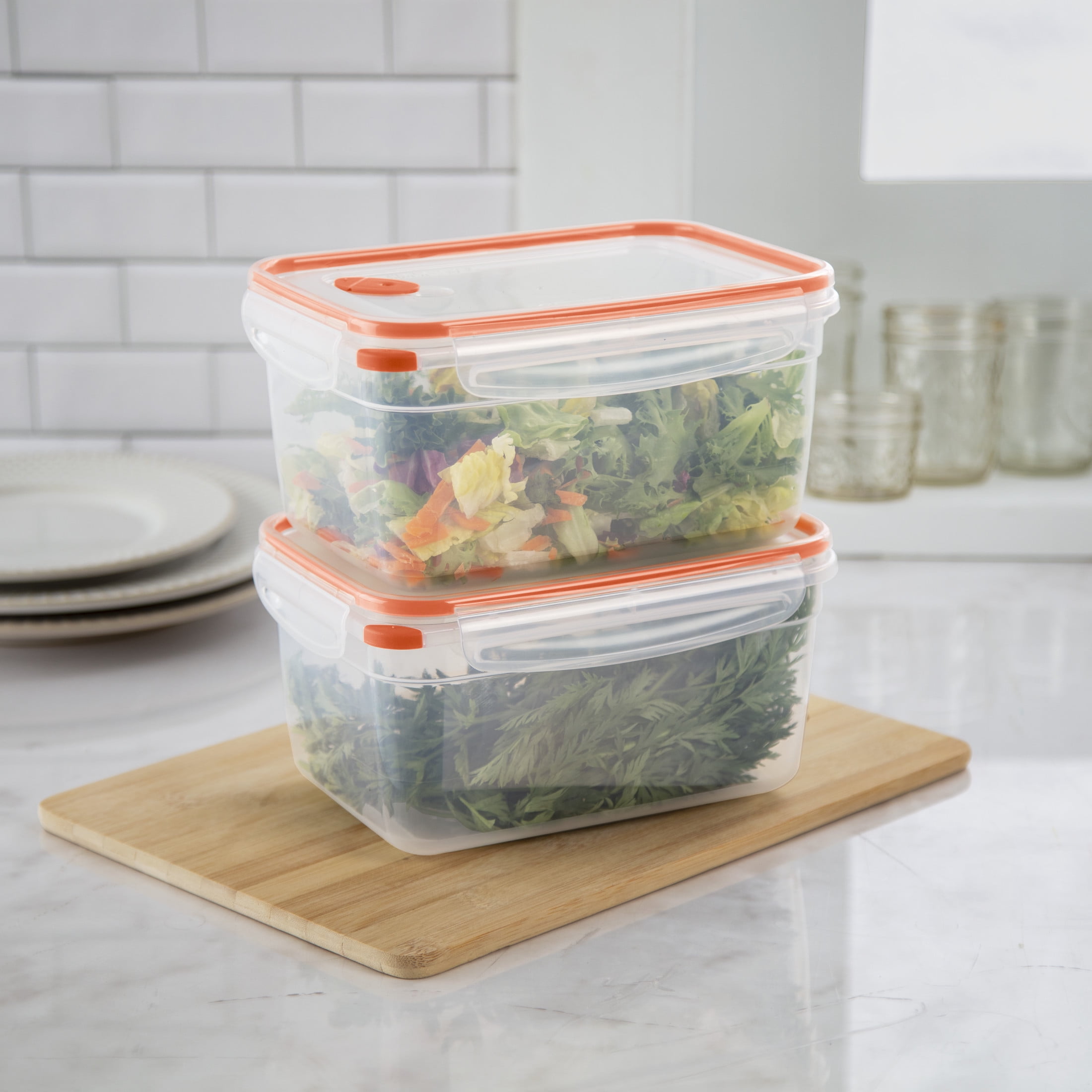 Sterilite Ultra•Seal™ 12.0 Cup Rectangle, Latching Food Storage Container, Airtight Watertight Seal, Orange, 6 Count
