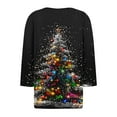thumbnail image 4 of Dreluolixuan Pullover Sweater Cute Xmas 3/4 Sleeve Xmas Trees Print Basic Blouses V Neck Pullover Casual Family Tee Tops, 4 of 5