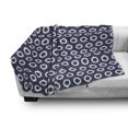 thumbnail image 3 of Indigo Soft Flannel Fleece Throw Blanket, Grunge Abstact Geometrical Design with Sketchy Round Rectangulars Image, Cozy Plush for Indoor and Outdoor Use, 70" x 90", Dark Blue and White, by Ambesonne, 3 of 6
