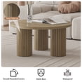 thumbnail image 2 of Pusnapku Round Coffee Table, 31.5" Wood Unique Accent Couch Table with 3 Fluted Legs, Farmhouse Small Circle Center Desk for Living Room, Bedroom, 2 of 9