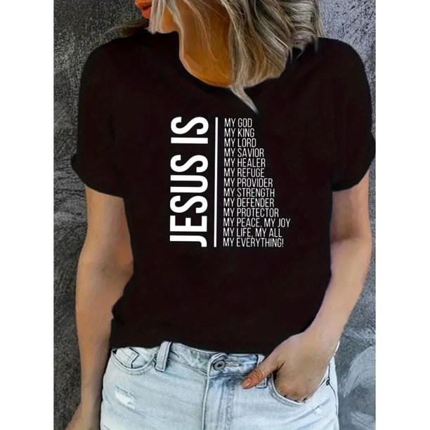 Men's Casual Sports Tee - "Jesus is My Everything" Letter Print, Loose Fit, Cotton, Round Neck, Machine Washable - Ideal for Summer Workouts & Leisure, Gym Shirts