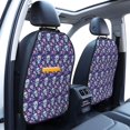 thumbnail image 3 of Naloa Skull Purple Flower 2Pcs Anti-Kick Back Seat Cover Kick Mat, Car Seat Protector with 3 Storage Pockets, 3 of 8