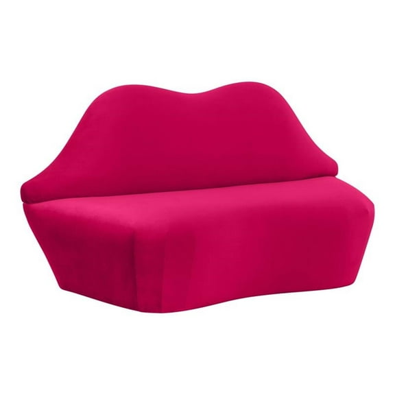 Maklaine 36"H Transitional Velvet Upholstered/Wood Settee Sofa in Pink