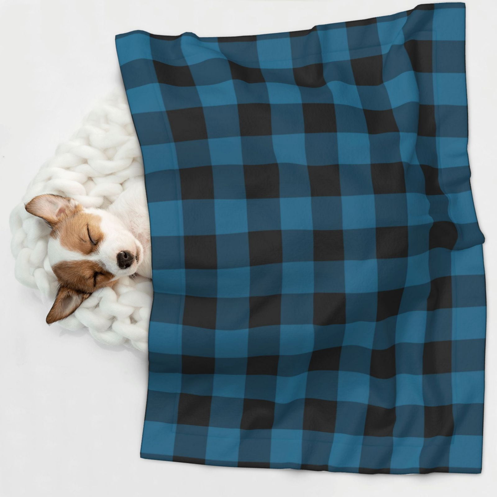 Naloa Blue Black Plaid Dog Blanket, 3 Sizes Cat Blanket for Indoor Cats Large Medium Small Dog Gifts-Small