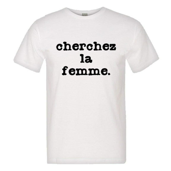 PleaseMeTees™ Mens Cherchez LA Femme Classic French Logo HQ Tee