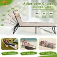 thumbnail image 4 of Devoko 2 Pieces Foldable Lounge Chaise 12 inch High 5-Position Adjustable Patio Lounge Chair Beach Pool Chaise,Biege, 4 of 7