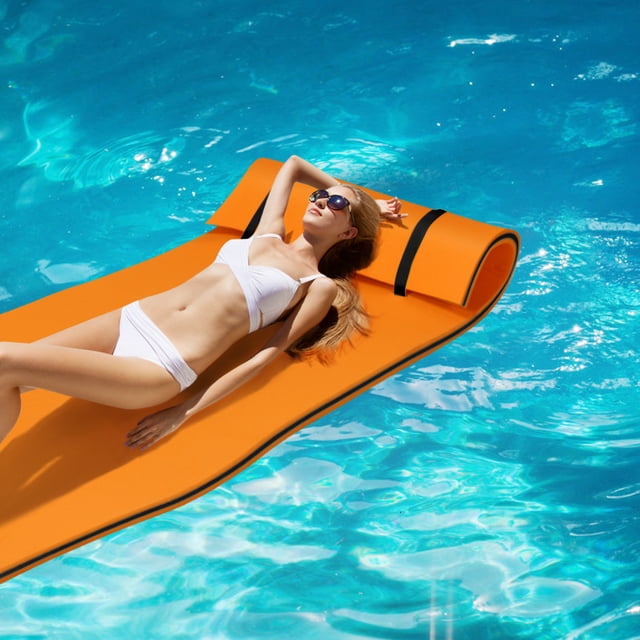 Costway Alfombra Flotante Suave de 3 Capas, Esterilla de Flotar con Cuerda de Velcro & de Fijación, Hamaca Plegable Flotante para Transporte & Almacenamiento, Adecuada para Playa, Piscina, Patio