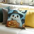 thumbnail image 3 of ZFLMY Halloween Pillow Covers  Ghost Holding Throw Pillow Covers Horror Night Pillow Case Pumpkin Bats Cushion Case for Outdoor Living Room Party  18x18in, 3 of 5