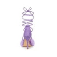 thumbnail image 2 of BLISSFUL STEP Women's Lace Up Heels Faux Fur Stiletto High Heel Sandals Purple 7.5, 2 of 8