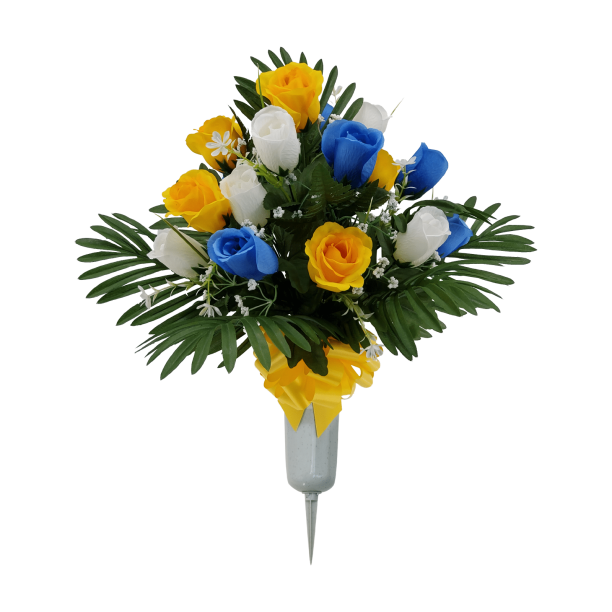 Mainstays Artificial Flowers in Large Vase, with Rose in Yellow, Blue