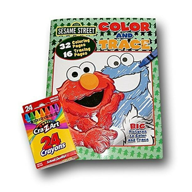 Sesame Street Color And Trace Book With A Box Of Crayons