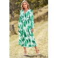 thumbnail image 4 of Vestido PRETTYGARDEN Floral con Escote en V, Manga Larga, Largo Midi, Verde, Talla L, 4 of 9