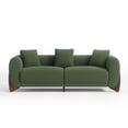 thumbnail image 3 of Morden Fort Sherpa Boucle Cloud 3-Seater Sofa, Upholstered Modern Comfy Couch with Crescent Wood Legs and 3 Matching Pillows, Green, 3 of 8