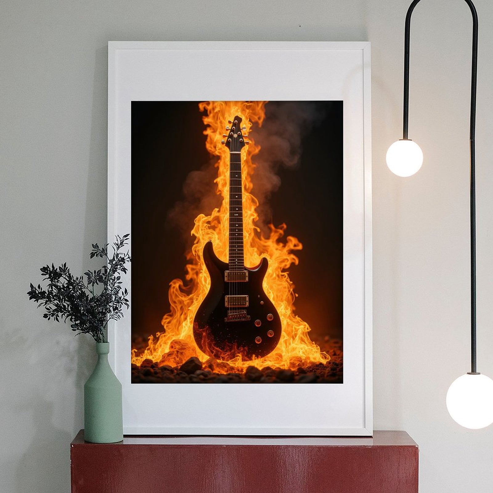 Diamond Art Kit for Adults, Guitar Fire Blaze Rock Music Diamond Painting for Adults Beginners, 5D DIY Diamond Art Painting Kits, Colorful Diamond Painting Craft for Home Decor 12x16