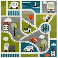 thumbnail image 2 of SAFAVIEH Carousel Kids Roadmap to Home Area Rug, Green/Gray, 6'7" x 6'7" Square, 2 of 10