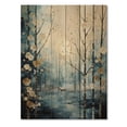 thumbnail image 3 of Designart "Winter Moonrise Birch Woods IV" Floral Print on Natural Pine Wood, 3 of 5