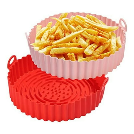

WELPET Silicone Fryer Liners 7.5Inch 2-Pack Reusable Fryer Silicone Basket Heat Resistant Easy Cleaning Fryers