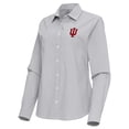 thumbnail image 2 of Women's Antigua Gray Indiana Hoosiers Porter Woven Tri-Blend Long Sleeve Button-Up Shirt, 2 of 3