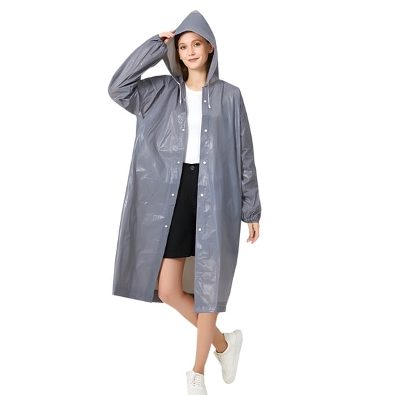 TELOLY Raincoat Waterproof Rain Coat Poncho Long Rain Jackets Lightweight with Drawstring Hood for Men Women (Gray 1 Pack)
