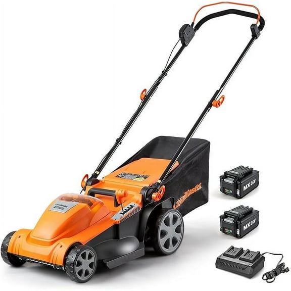 LawnMaster CLMF4817E 48V MAX Brushless Mower with 2X24V MAX 4.0Ah Battery and a Dual Charger