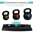 thumbnail image 3 of 3-Piece Kettlebell Set with Storage Rack, HDPE Coated Exercise Fitness Concrete Weights for Home Gym, Strength Training, HIIT Workout 5lb, 10lb, 15lb, 3 of 8