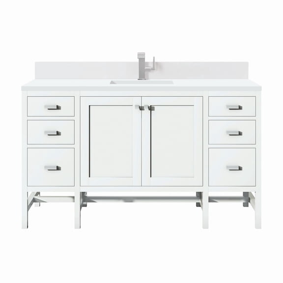James Martin Vanities E444-V60s-1Wz Addison 60" Single Basin Wood Vanity Set - White