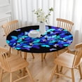 thumbnail image 3 of Butterfly Blue Purple Wing Pattern Round Fitted Tablecloth with Elastic Edge,Dining Table Cover Waterproof,Outdoor Round Tablecloth for Camping,Dining,Indoor and Outdoor, 3 of 7