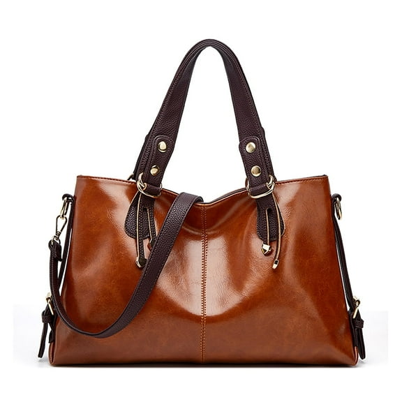 Faux Leather Messenger Bag, 15 Inch Briefcase Handbag for Women, Classic Shoulder Bag with Adjustable Strap