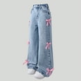 thumbnail image 5 of RUTAYY Toddler Girls Jeans Wide Leg Baggy Denim Pants High Elastic Waisted Cute Bow Trousers Casual Kids Streetwear Cozy Pants, 5 of 9