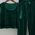 thumbnail image 4 of Diufon Womens Velvet Pajama Sets Crewneck Short Sleeve Crop Tops Elastic Waist Drawstring Pants, 4 of 4