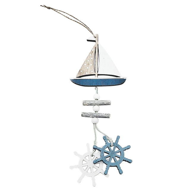 Ocean Style Wooden Fish Boat Craft Pendant, Khaki, Durable, Tabletop Decoration, Home/Store/Office/Party Use, Lively Atmosphere