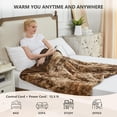 thumbnail image 4 of Heated Blanket Electric Queen - 84x90，5 Gears Auto-Off 10 Heat Levels Heat Blanket Over-Heat Protection Luxury Faux Fur Sherpa Heater Blanket Electric ETL Certification -Chocolate Brown, 4 of 9