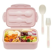 Bento Box Adult Lunch Box, Lunch Containers for Adults Men Women with 3 Compartments, Lunchable Food Container with Utensils, 34 Oz/1000 ML, Microwave & Dishwasher Safe, Pink