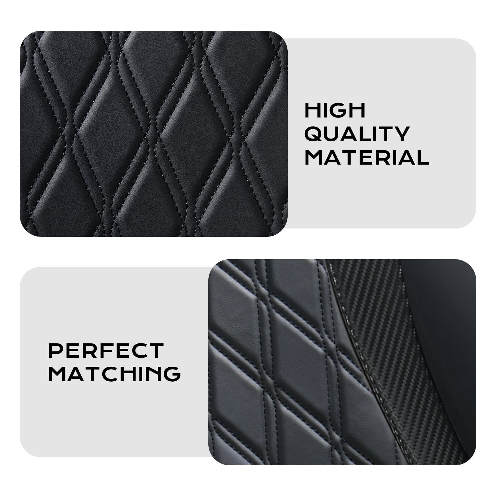 Coverado Car Seat Covers, Faux Leather with Carbon Fiber Front Car Seat Protectors, 4 Pieces Universal Fit for Most Cars SUV Trucks, Black