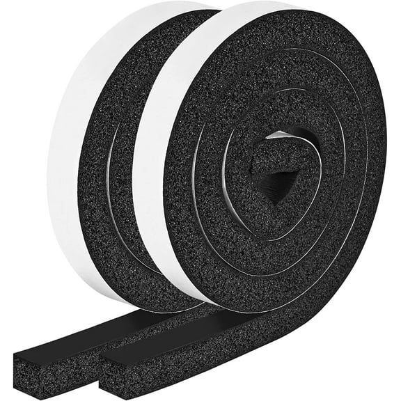 Foam Strips with Adhesive, 1 Inch Wide X 1 Inch Thick, Neoprene Weather Stripping High Density Closed Cell Foam Tape Seal for Doors and Windows Insulation, Total 13 Feet Long(6.5ft