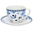 thumbnail image 2 of STP Goods Vintage Indigo Bone China Cup and Saucer Set of 4 in Gift Box 8.8 fl oz (260 ml) Kitchen Teacups Floral Tea Cups Tea Cup with Matching Saucer, Blue and White, 2 of 24